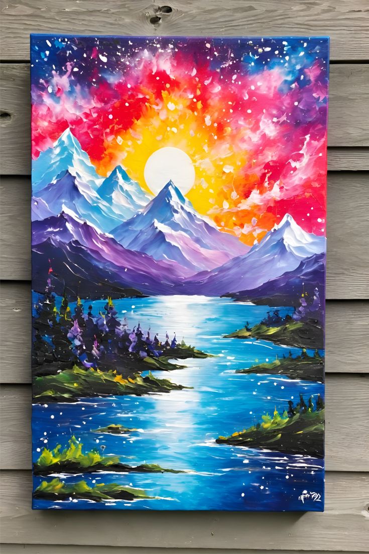 Artist painting a beautiful canvas artwork